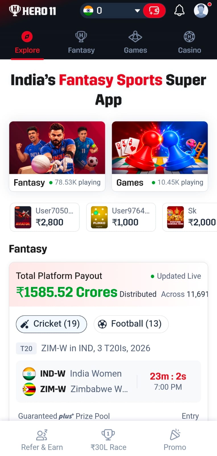 HERO11 Game Online Fantasy Sports